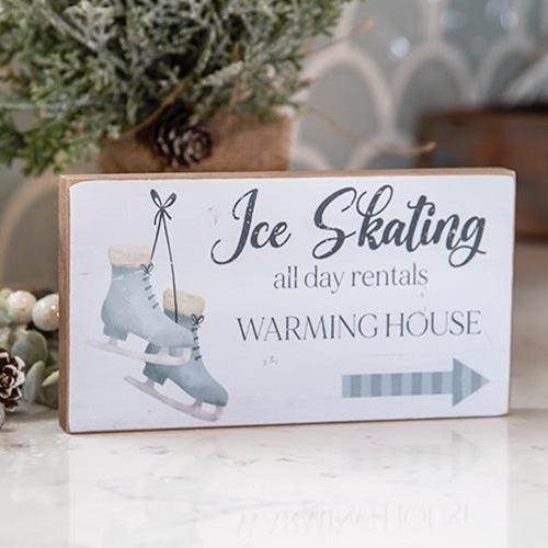 Ice Skating Rentals Block Sign - The Fox Decor
