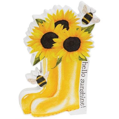 Hello Sunshine Sunflower Boots & Bees Chunky Sitter - The Fox Decor