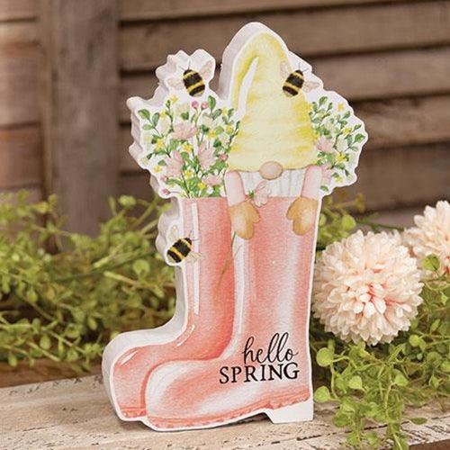 Hello Spring Gnome in Boots Chunky Sitter - The Fox Decor