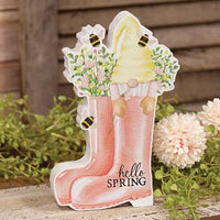 Hello Spring Gnome in Boots Chunky Sitter - The Fox Decor