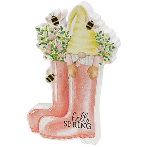 Hello Spring Gnome in Boots Chunky Sitter - The Fox Decor