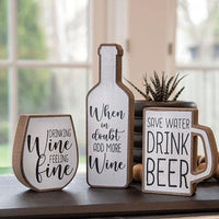 3 Set Distressed Wooden When In Doubt Blocks - The Fox Decor
