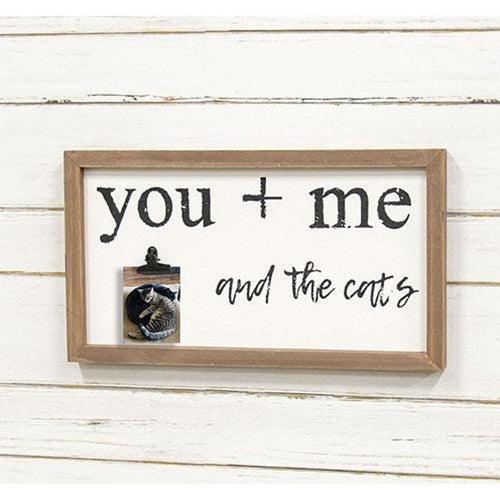 You + Me and the Cat Framed Sign w Photo Clip - The Fox Decor