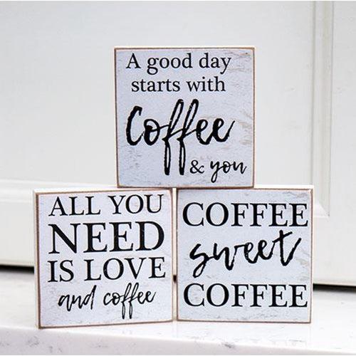 A Good Day Starts With Coffee Square Block 3 Asstd - The Fox Decor