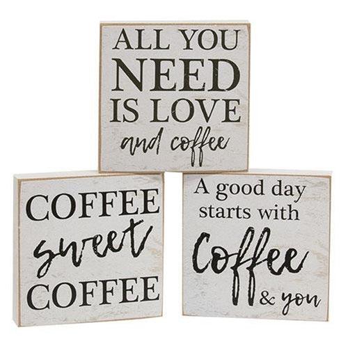 A Good Day Starts With Coffee Square Block 3 Asstd - The Fox Decor