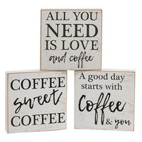 A Good Day Starts With Coffee Square Block 3 Asstd - The Fox Decor