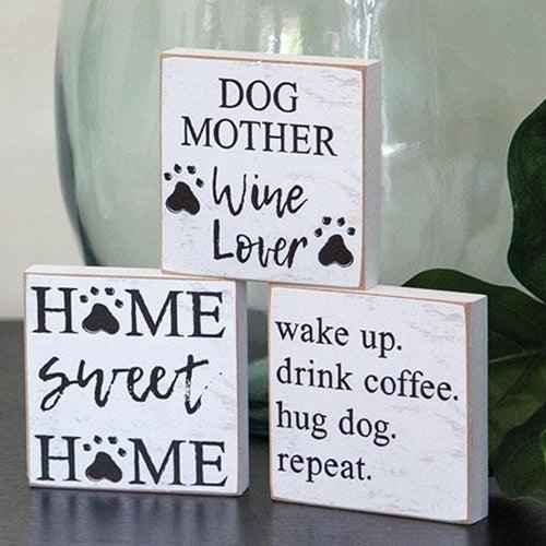 Dog Mother Square Block 3 Asstd - The Fox Decor
