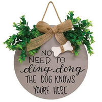 Thumbnail for The Dog Knows You're Here Round Sign w Greenery & Burlap Bow - The Fox Decor