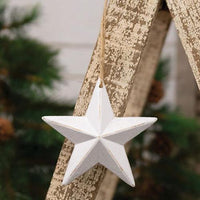 Thumbnail for Distressed White Wooden Sparkle Star Ornament - The Fox Decor