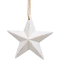 Thumbnail for Distressed White Wooden Sparkle Star Ornament - The Fox Decor