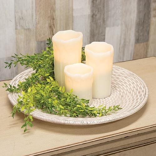 Antiqued White Basket Weave Plate - The Fox Decor