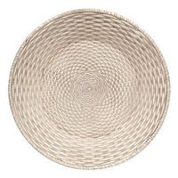Antiqued White Basket Weave Plate - The Fox Decor