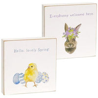 Everybunny Welcome Square Block 2 Asstd - The Fox Decor