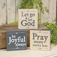 Let Go & Let God Square Block 3 Asstd - The Fox Decor