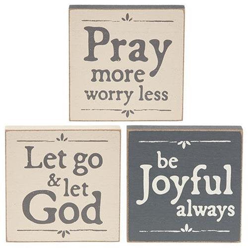 Let Go & Let God Square Block 3 Asstd - The Fox Decor