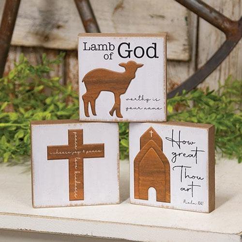 Lamb of God Square Block 3 Asstd - The Fox Decor