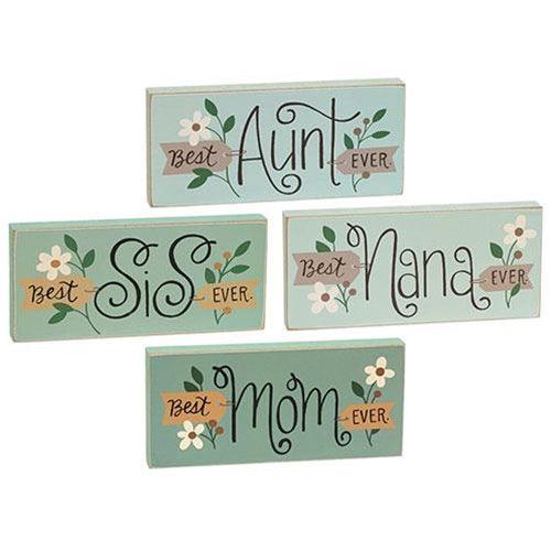 Best Lady Ever Floral Block 4 Asstd - The Fox Decor