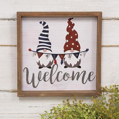 Gnome USA Welcome Framed Sign - The Fox Decor