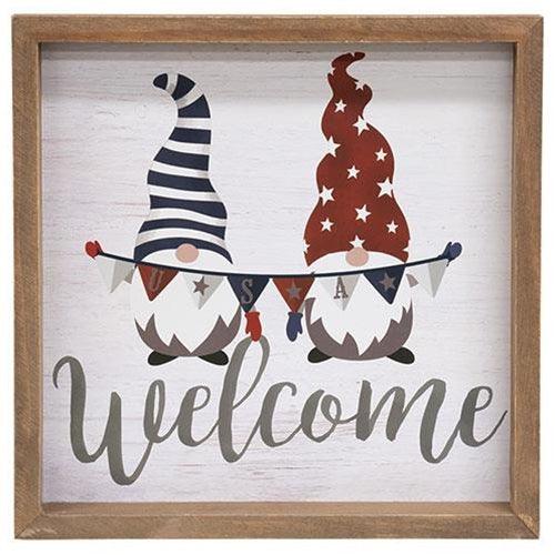 Gnome USA Welcome Framed Sign - The Fox Decor