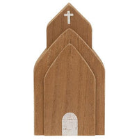 Thumbnail for Layered Antiqued Wooden Church Sitter