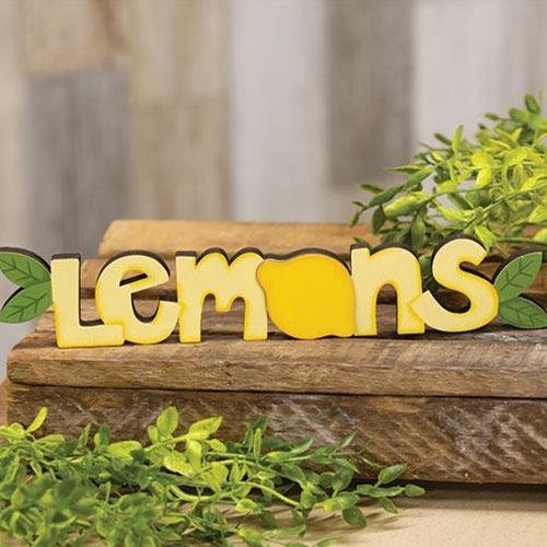 Lemons Wooden Word Cutout Sitter - The Fox Decor
