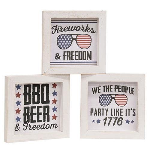 Party Like It's 1776 Mini Square Frame 3 Asstd - The Fox Decor