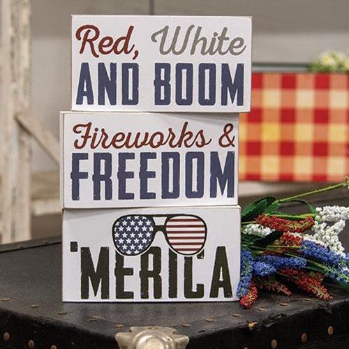Fireworks & Freedom Block 3 Asstd - The Fox Decor