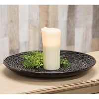 Antiqued Black Carved Wood Plate - The Fox Decor