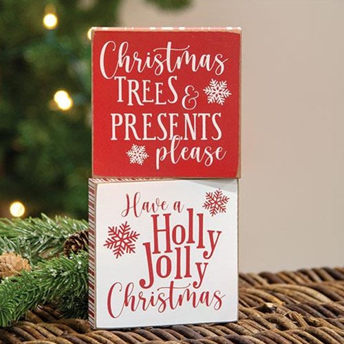 Holly Jolly Christmas Trees Square Block 2 Asstd