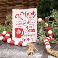 Thumbnail for Candy Canes Marshmallows Hot Cocoa Wooden Block Sign - The Fox Decor