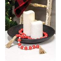 Red & White Bead Garland w Tassel - The Fox Decor
