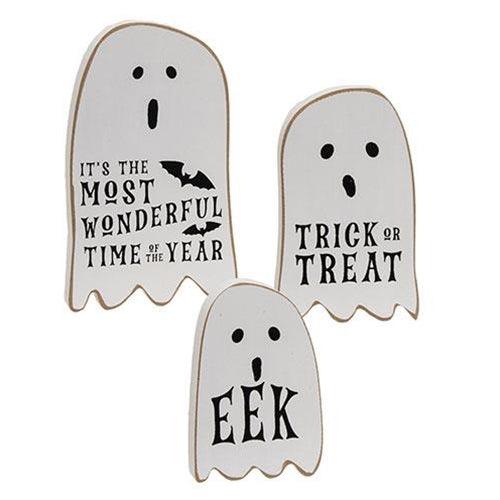 3 Set Trick or Treat Chunky Ghost Sitters - The Fox Decor