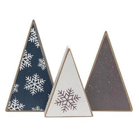3 Set Mini Wooden Snowflake Christmas Tree Sitters - The Fox Decor