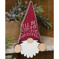 I'll Be Gnome For Christmas Wooden Shelf Peeker - The Fox Decor