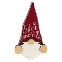 I'll Be Gnome For Christmas Wooden Shelf Peeker - The Fox Decor