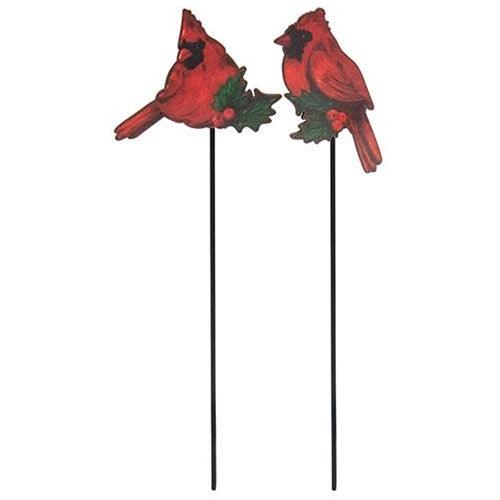 Cardinal & Holly Wooden Plant Stake 2 Asstd - The Fox Decor