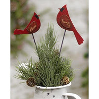 Thumbnail for 2 Set Family & Peace Cardinal Wooden Plant Stakes - The Fox Decor