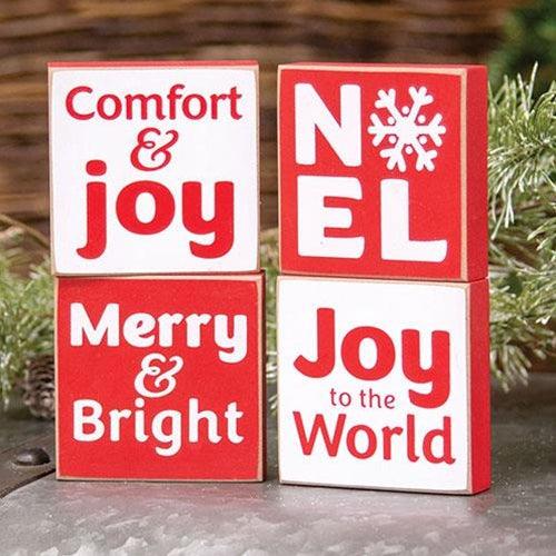 Joy to the World Square Block 4 Asstd - The Fox Decor