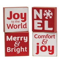 Joy to the World Square Block 4 Asstd - The Fox Decor