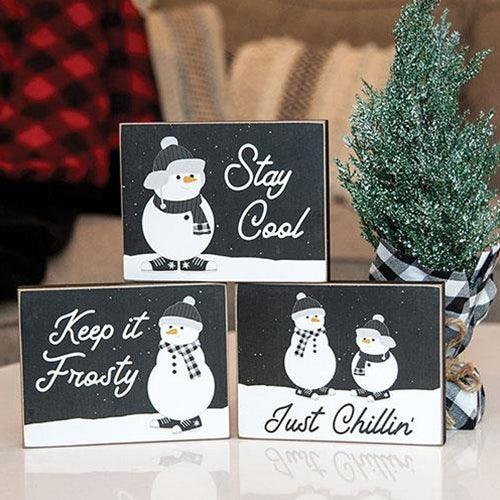 Stay Cool Snowman Block 3 Asstd - The Fox Decor