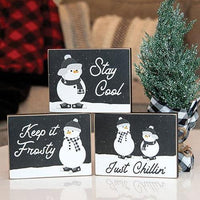 Stay Cool Snowman Block 3 Asstd - The Fox Decor