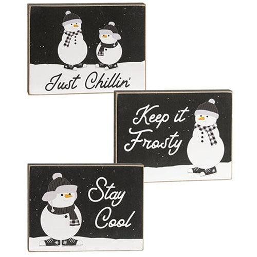 Stay Cool Snowman Block 3 Asstd - The Fox Decor