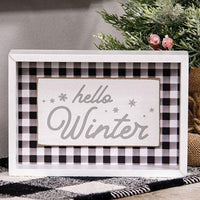 Thumbnail for Hello Winter Buffalo Check Shadowbox Sign