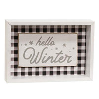 Thumbnail for Hello Winter Buffalo Check Shadowbox Sign