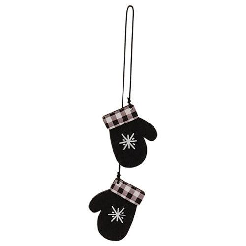 2 Set Buffalo Check Snowflake Mitten & Shoe Dangle Ornaments