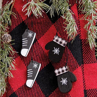 Thumbnail for 2 Set Buffalo Check Snowflake Mitten & Shoe Dangle Ornaments - The Fox Decor