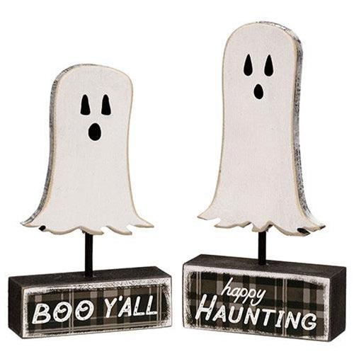 2 Set Happy Haunting Ghost Pedestals - The Fox Decor