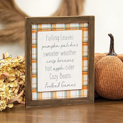 Fall Words Plaid Easel Sign