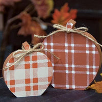 2 Set Plaid Wooden Apple Sitters - The Fox Decor