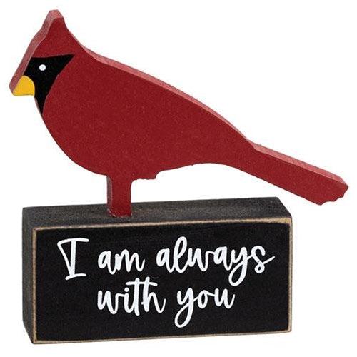 Wooden Cardinal on I Am Always With You Base - The Fox Decor